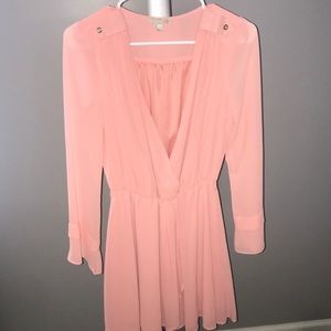 Long sleeve light pink dress